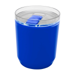 Mug isotherme en plastique recyclé avec design simple 180 ml couleur bleu deuxième vue frontale