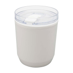 Mug isotherme en plastique recyclé avec design simple 180 ml couleur blanc deuxième vue frontale