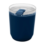 Mug isotherme en plastique recyclé avec design simple 180 ml couleur bleu marine deuxième vue frontale