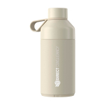 Bouteille en acier inoxydable recyclé double paroi 750 ml Ocean Bottle couleur sable vue impression avec logo 2