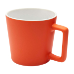 Tasse en céramique avec finition mate et anse carrée 370 ml couleur orange deuxième vue frontale