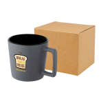Tasse en céramique avec finition mate et anse carrée 370 ml vue avec impression sérigraphique