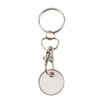 Porte-clés en métal avec jeton pour chariot de différentes couleurs couleur blanc deuxième vue frontale