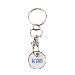 Porte-clés en métal avec jeton pour chariot de différentes couleurs avec zone d'impression