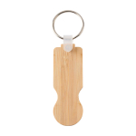 Porte-clés en bambou avec jeton pour chariot, format compact couleur naturel deuxième vue frontale