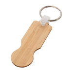 Porte-clés en bambou avec jeton pour chariot, format compact couleur naturel