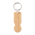Porte-clés en bambou avec jeton pour chariot, format compact couleur naturel deuxième vue arrière