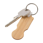 Porte-clés en bambou avec jeton pour chariot, format compact couleur naturel deuxième vue