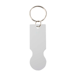 Porte-clés en aluminium recyclé avec jeton pour chariot couleur argenté deuxième vue frontale