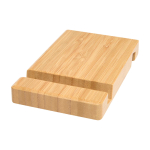 Support en bambou pour appareils électroniques avec deux angles couleur bois deuxième vue frontale