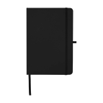 Carnet en papier recyclé avec couverture rigide A5 pages lignées couleur noir deuxième vue frontale