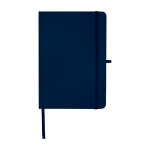 Carnet en papier recyclé avec couverture rigide A5 pages lignées couleur bleu marine deuxième vue frontale