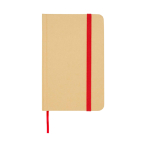 Carnet A6 à couverture rigide en papier recyclé feuilles lisses couleur rouge deuxième vue frontale