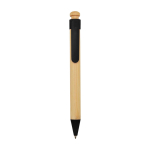 Stylo en bambou et plastique recyclé avec clip, encre noire couleur noir