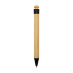 Stylo en bambou et plastique recyclé avec clip, encre noire couleur noir deuxième vue arrière