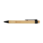 Stylo en bambou et plastique recyclé avec clip, encre noire couleur noir vue impression avec logo 2