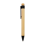 Stylo en bambou et plastique recyclé avec clip, encre noire couleur noir vue latérale