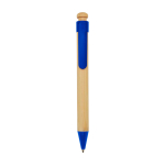 Stylo en bambou et plastique recyclé avec clip, encre noire couleur bleu