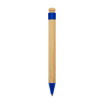 Stylo en bambou et plastique recyclé avec clip, encre noire couleur bleu deuxième vue arrière
