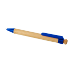 Stylo en bambou et plastique recyclé avec clip, encre noire couleur bleu deuxième vue