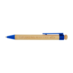 Stylo en bambou et plastique recyclé avec clip, encre noire couleur bleu vue impression avec logo 2