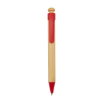 Stylo en bambou et plastique recyclé avec clip, encre noire couleur rouge