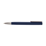 Stylo en aluminium recyclé avec clip en plastique, encre noire couleur bleu marine deuxième vue frontale