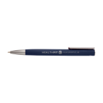 Stylo en aluminium recyclé avec clip en plastique, encre noire couleur bleu marine vue impression avec logo 2