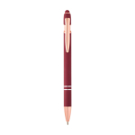 Stylo en aluminium recyclé avec finition or rose, encre noire couleur bordeaux