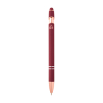 Stylo en aluminium recyclé avec finition or rose, encre noire couleur bordeaux deuxième vue arrière