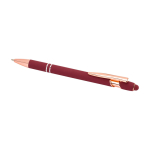 Stylo en aluminium recyclé avec finition or rose, encre noire couleur bordeaux deuxième vue