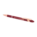 Stylo en aluminium recyclé avec finition or rose, encre noire couleur bordeaux quatrième vue
