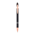 Stylo en aluminium recyclé avec finition or rose, encre noire couleur noir