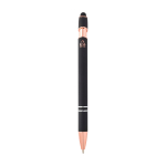 Stylo en aluminium recyclé avec finition or rose, encre noire couleur noir deuxième vue arrière
