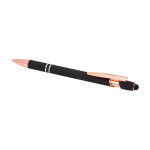 Stylo en aluminium recyclé avec finition or rose, encre noire couleur noir deuxième vue
