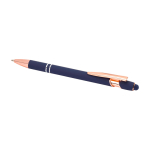 Stylo en aluminium recyclé avec finition or rose, encre noire couleur bleu marine deuxième vue
