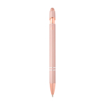 Stylo en aluminium recyclé avec finition or rose, encre noire couleur rose pastel deuxième vue arrière