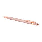 Stylo en aluminium recyclé avec finition or rose, encre noire couleur rose pastel deuxième vue