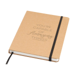 Carnet à couverture rigide et papier en pierre A5 pages lignées vue détail avec logo