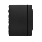 Cahier à couverture rigide en plastique recyclé A5 pages lignées couleur noir deuxième vue frontale
