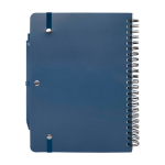 Cahier à couverture rigide en plastique recyclé A5 pages lignées couleur bleu marine deuxième vue arrière