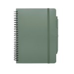 Cahier à couverture rigide en plastique recyclé A5 pages lignées couleur vert pastel deuxième vue frontale