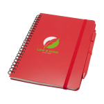 Cahier à couverture rigide en plastique recyclé A5 pages lignées vue avec impression sérigraphique