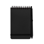 Carnet à couverture en plastique recyclé A6 pages lignées couleur noir deuxième vue frontale