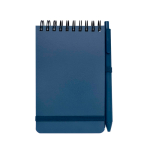 Carnet à couverture en plastique recyclé A6 pages lignées couleur bleu marine deuxième vue frontale
