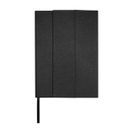 Carnet à couverture rigide en plastique recyclé A5 pages lignées couleur noir deuxième vue frontale
