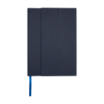 Carnet à couverture rigide en plastique recyclé A5 pages lignées couleur bleu marine deuxième vue frontale