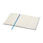 Carnet à couverture rigide en plastique recyclé A5 pages lignées couleur bleu marine troisième vue