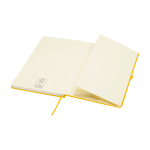 Cahier avec coins arrondis et couverture souple A5 pages lignées couleur jaune troisième vue