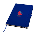 Cahier avec coins arrondis et couverture souple A5 pages lignées couleur bleu marine vue avec impression sérigraphique